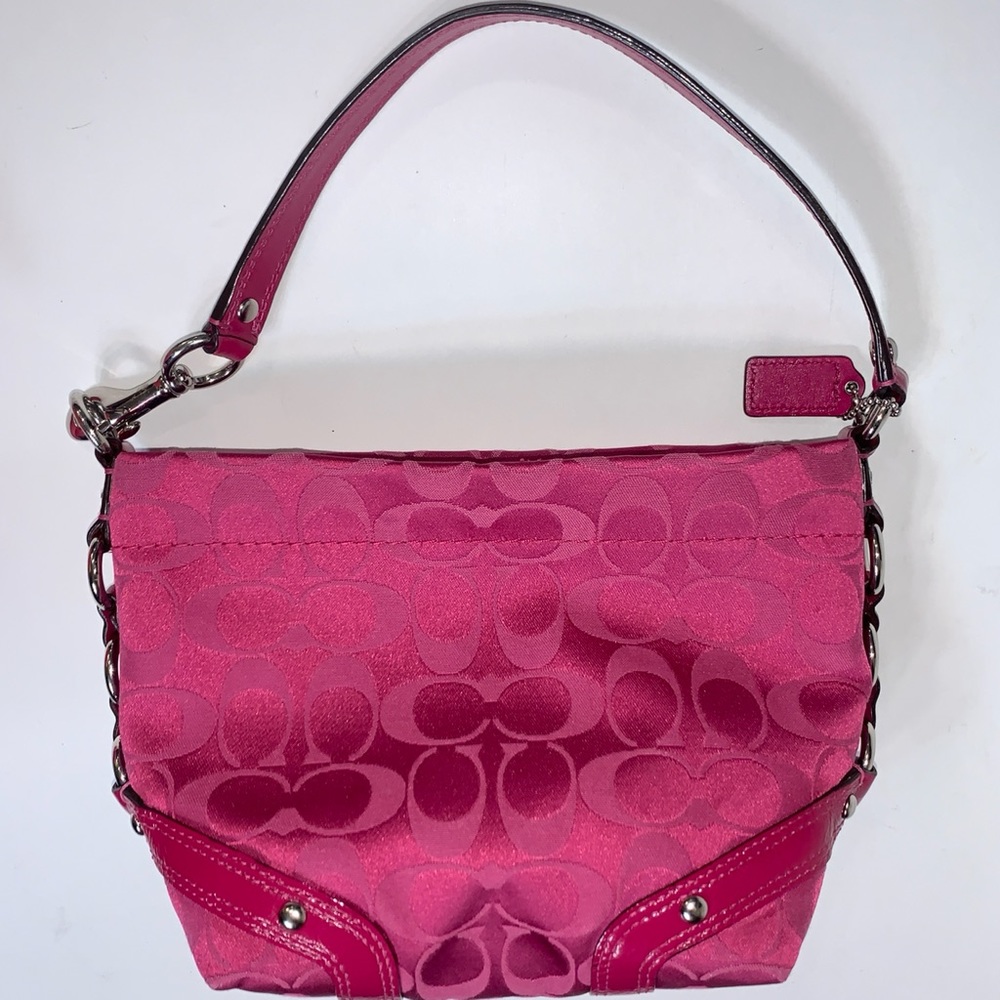 Coach Small Carly Signature Hot Pink Jacquard Hobo (F44143) Bag One Compartment